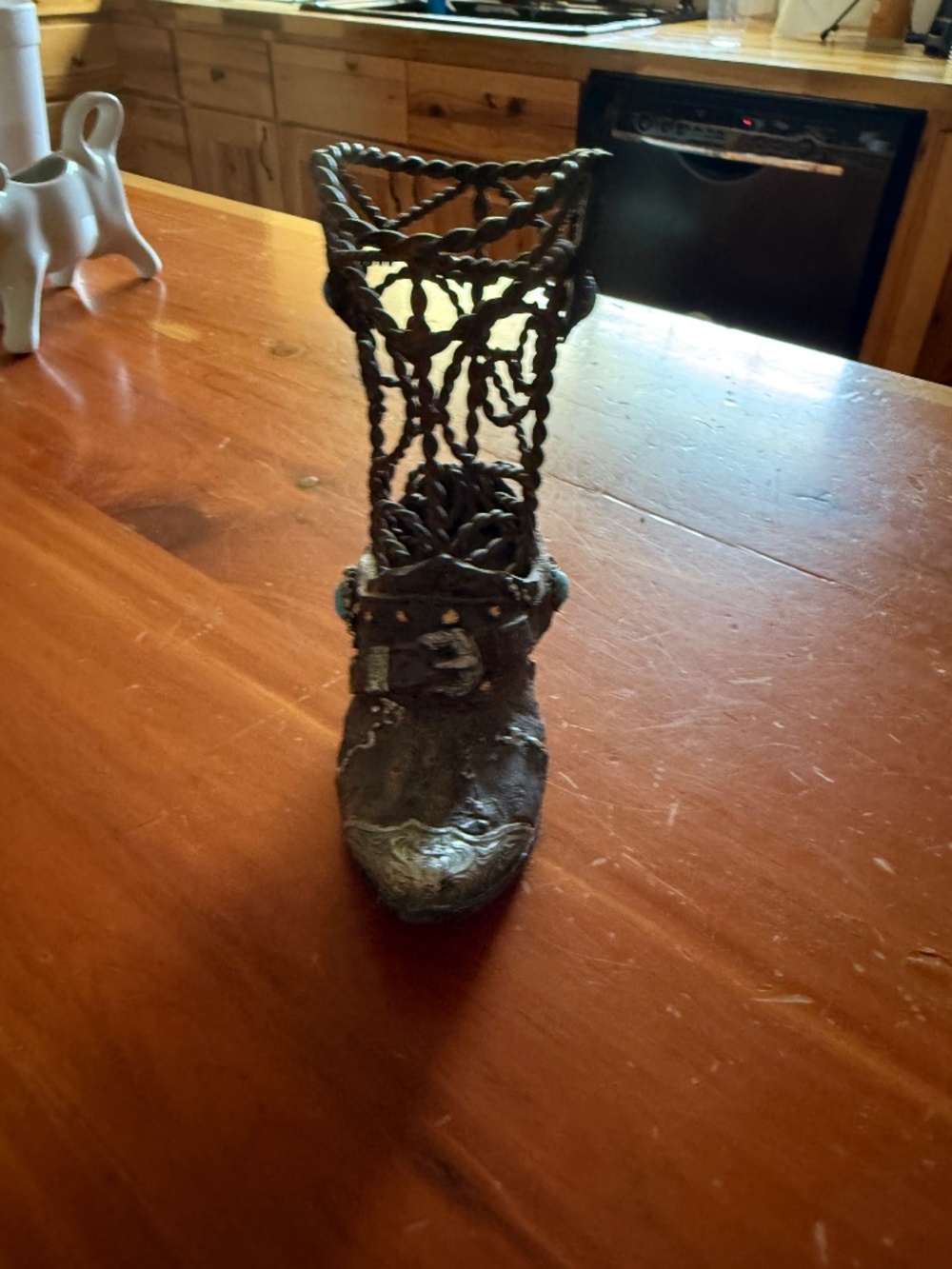Western Resin metal cowgirl boot vase LN - Picture 5 of 5